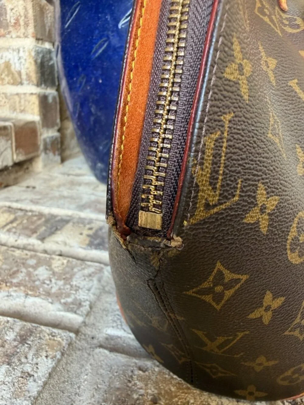 Louis vuitton ellipse bag MM vintage leather classic monogram print brown *read*